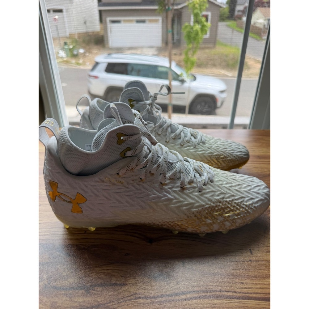 Under Armour Clone Blur MC Football Cleats White Gold 3026334-104 Men's 13